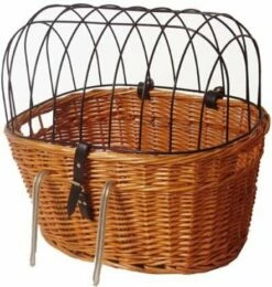 Merkloos Fietsmand Riet Voorop+metalen Rek