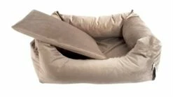 Woefwoef Madison Friends Hondenmand Velvet Taupe -SWEET PETS Winkel woefwoef madison friends hondenmand velvet taupe 2